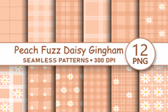 Peach fuzz daisy gingham seamless pattern png digital paper Product Image 1