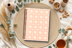 Peach fuzz daisy seamless patterns png Plaid digital papers Product Image 5