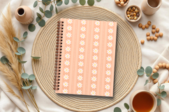 Peach fuzz daisy striped seamless pattern png digital paper Product Image 4