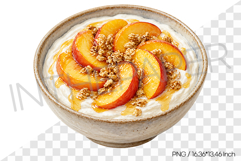Peach Honey Granola Yogurt PNG Clipart Watercolor Fruit Product Image 1