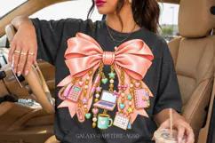 Peach Office Bow PNG with Laptop and Planner Charms Product Image 2