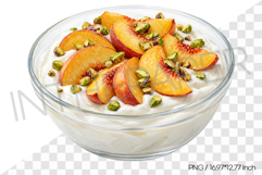 Peach Pistachio Yogurt PNG Clipart Watercolor Fruit Dessert Product Image 1