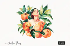 Woman in Peaches Clipart | Summer PNG Product Image 1