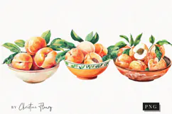 Bowl Of Peaches Clipart | Summer PNG Product Image 1