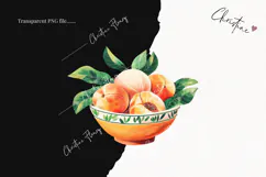 Bowl Of Peaches Clipart | Summer PNG Product Image 2
