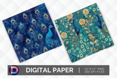 Peacock Beauty Digital Paper Product Image 1