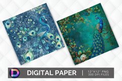 Peacock Beauty Digital Paper Product Image 1