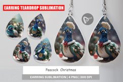 Earring teardrop sublimation design Peacock Christmas Product Image 1