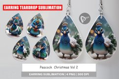 Earring teardrop sublimation design Peacock Christmas Product Image 1
