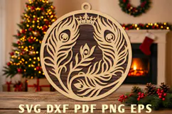 Peacock Feather Christmas Laser Cut SVG Product Image 1