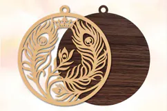 Peacock Feather Christmas Laser Cut SVG Product Image 2