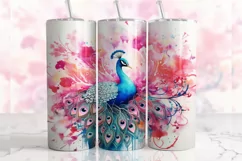 Tumbler Sublimation Peacock, 20 oz tumbler wrap Png 