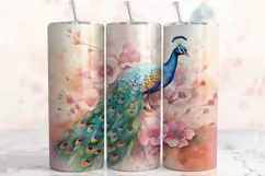 Tumbler Sublimation Peacock, 20 oz tumbler wrap Png 