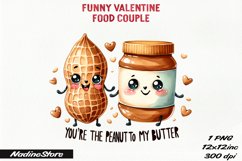 Funny Valentine&#039;s day Food Couple PNG. Product Image 1