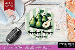 Pear Vintage Fruit Car Coaster Summer Coaster PNG Product Image 1