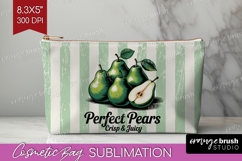 Pear Vintage Fruit Cosmetic Bag Summer Makeup Bag PNG Product Image 1