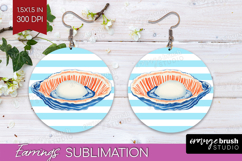 Pearl Nautical Round Earrings Sea Quotes PNG Sublimation Product Image 1