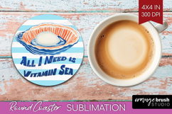 Pearl Nautical Round Coaster Sea Quotes Coaster PNG Product Image 1