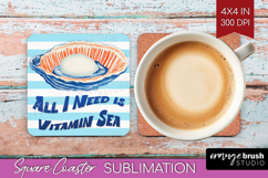 Pearl Nautical Square Coaster Sea Quotes Coaster PNG Product Image 1