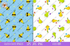 Pear Seamless Pattern Bundle, Kawaii Pear Digital Paper Product Image 5