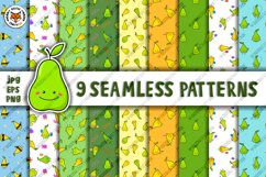 Pear Seamless Pattern Bundle, Kawaii Pear Digital Paper Product Image 1