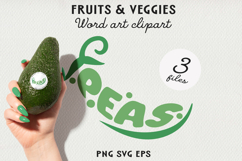Fruit Typography Clipart, Fruit Word Art SVG | PNG | EPS Product Image 1