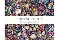 Watercolor seamless patterns with colorful amusing pebbles Product Image 1