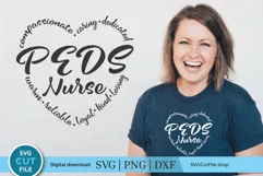 PEDS Nurse with Word Heart SVG for Cricut and Silhouette machines