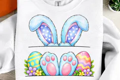 Peekaboo Easter Bunny Cute Bunny Ears & Easter Eggs PNG Product Image 2