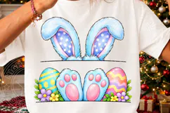 Peekaboo Easter Bunny Cute Bunny Ears & Easter Eggs PNG Product Image 3