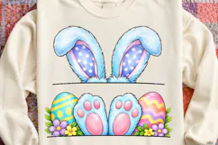 Peekaboo Easter Bunny Cute Bunny Ears & Easter Eggs PNG Product Image 4