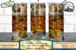 This is a peekaboo tumbler wrap for a sublimation tumbler with glitter fall leaves and silver foil.  