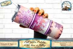 This is a pink Ombre peekaboo glitter  snowflake skinny tumbler seamless design made for a 20oz sublimation skinny tumbler.