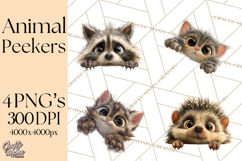 Peeking Cute Animals Clipart, Large-Eyed Baby Creatures, PNG Product Image 1