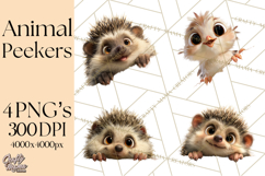 Peeking Cute Animals Clipart, Large-Eyed Baby Creatures, PNG Product Image 1