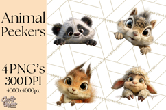 Peeking Cute Animals Clipart, Large-Eyed Baby Creatures, PNG Product Image 1