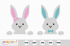 Peeking bunny boy and girl SVG cut file
