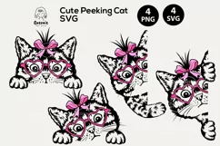 Peeking Cat SVG | Peeping Kitten PNG | Pet Illustration Product Image 1