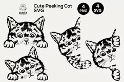 Peeking Cat SVG | Peeping Kitten PNG | Pet Illustration Product Image 1