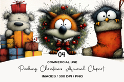 Peeking Christmas Animal Clipart Product Image 1