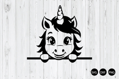 Peeking Cute Unicorn SVG, Unicorn SVG, Cute Baby Unicorn SVG Product Image 1