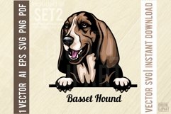 Basset Hound - Peeking Dog Color SVG Pet Vector Portrait Product Image 1