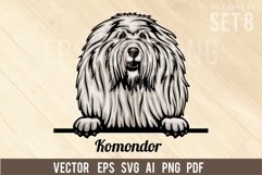 Komondor - Peeking Dog Colorful, Pet Portrait SVG Product Image 1