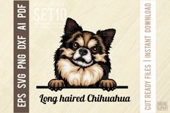 Long Haired Chihuahua Peeking Dog Colorful, Pet Portrait SVG Product Image 1