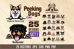 Peeking Dogs Color Set 1 - BUNDLE 25 Vectors SVG 25 designs Product Image 1