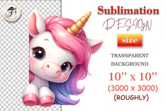 Adorable smiling peeking unicorn illustration in soft pastel colors, great for cards and stickers.
