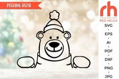 peeking bear svg, peeping bear svg, polar bear dxf, christmas scene svg, christmas template, xmas window decor, holiday design vector, winter theme svg, window cling svg, christmas card svg, christmas ornament svg, xmas decoration svg, christmas decor