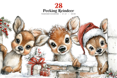 Peeking Reindeer Clipart Bundle | 28 PNG Product Image 1