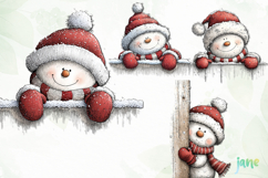 Peeking Snowman Clipart Product Image 1