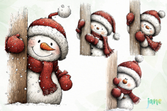 Peeking Snowman Clipart Product Image 1